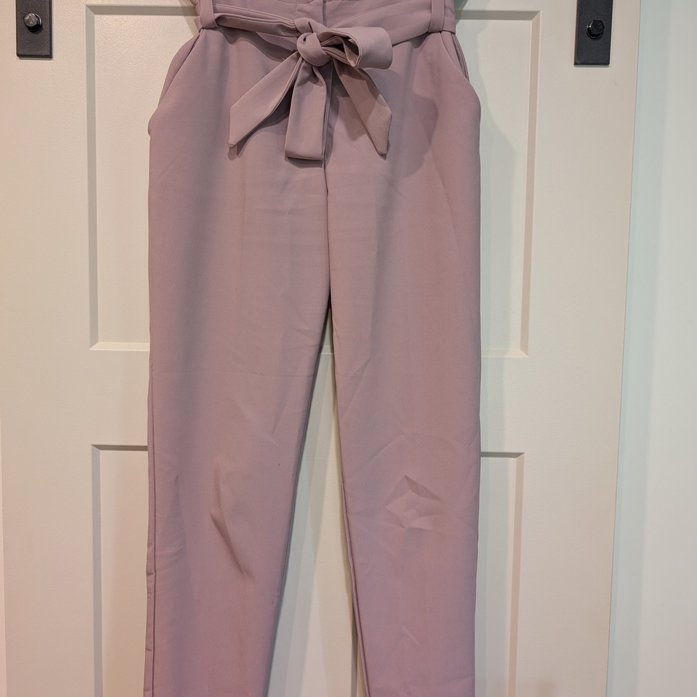 Elegant Mauve Tie-Waist Trousers